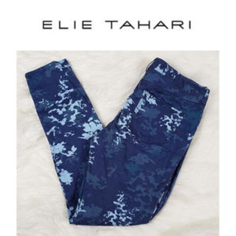 T Tahari Night Camo Cropped Jeans sz 10